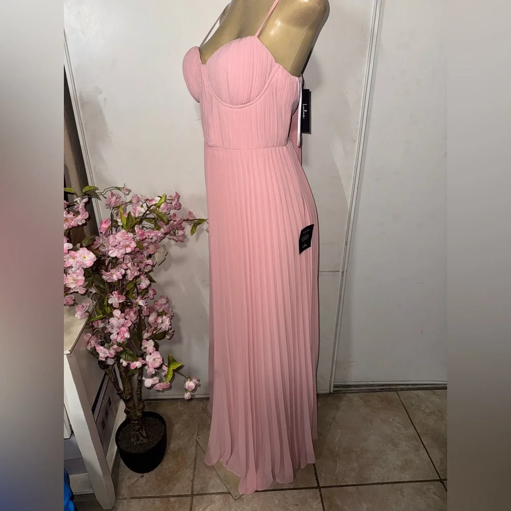 Lulus Admirable Elegance Light Pink Pleated Bustier Maxi Dress - Size xl - Picture 4 of 10